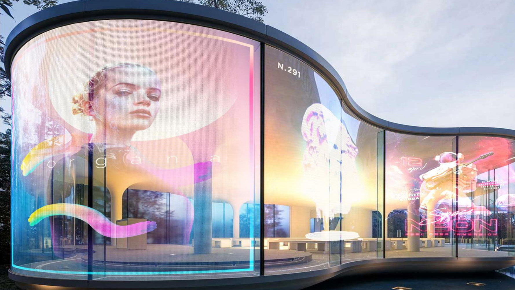 LED晶膜屏：玻璃幕墻亮化好搭檔